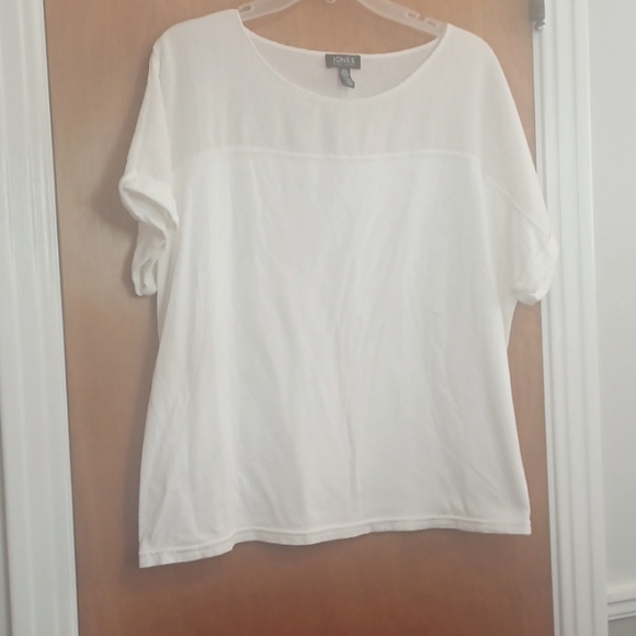 Jones New York Sz.XL. Ivory Top.  Cotton Knit W/ Lightweight Shoulders & Sleeves - Picture 2 of 8